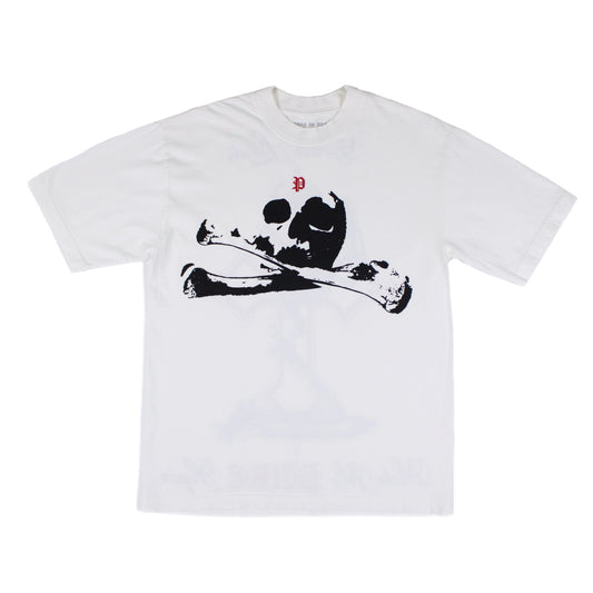 PAIN IS PURE PRAYING SKELETON TEE LIGHT CREAM/RED