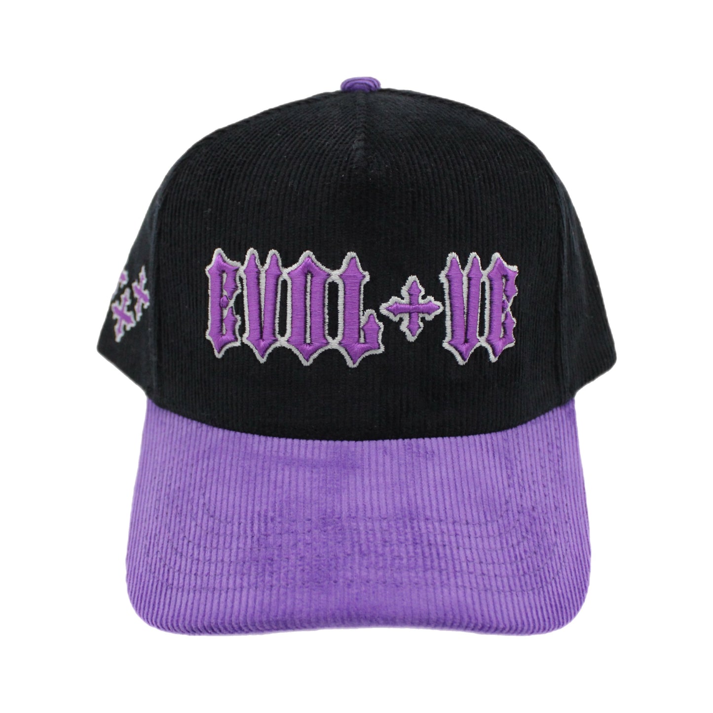 EVOL + VE CORDUROY TRUCKER HAT BLACK/PURPLE