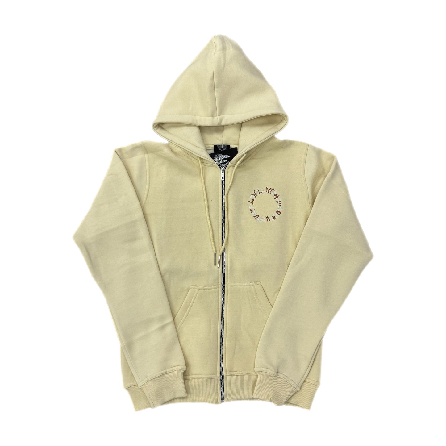 Lonely Nights Circle Logo Wings Zip-Up Hoodie Cream/White/Brown