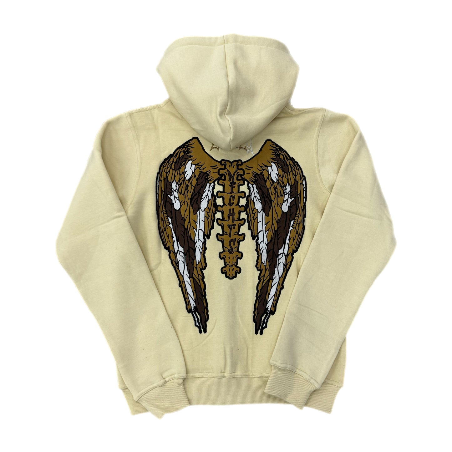 Lonely Nights Circle Logo Wings Zip-Up Hoodie Cream/White/Brown