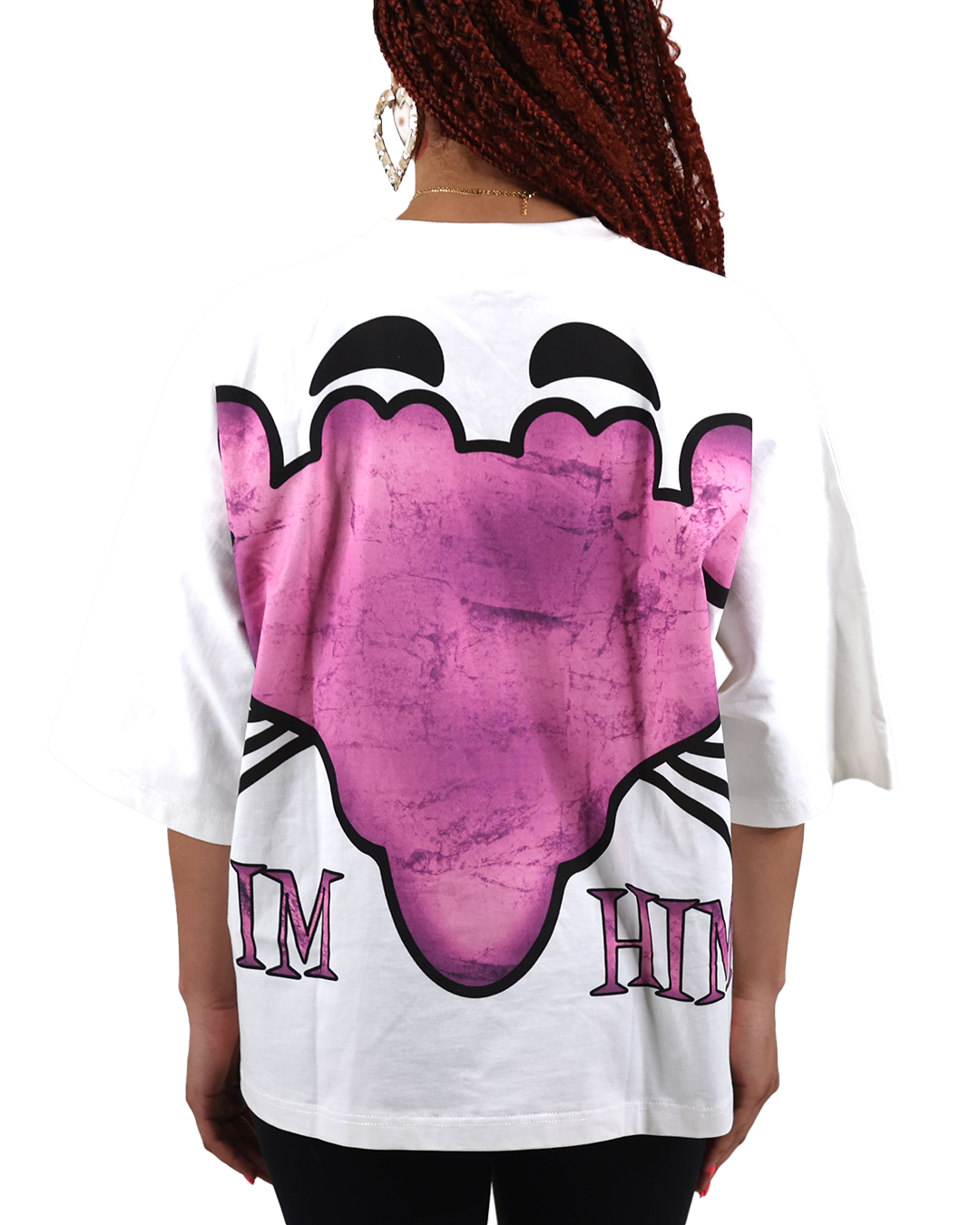 EVOL+VE Pink Panther "I'm Him" Boxy Tee White