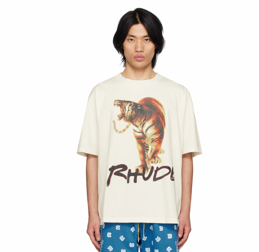 RHUDE Off-White Printed Tiger T-Shirt