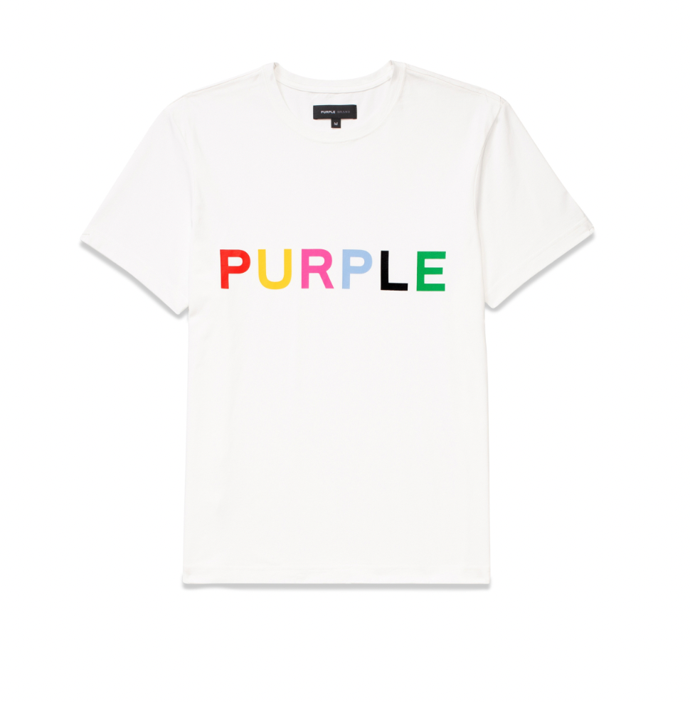 Purple Brand Multi Color Logo Clean Jersey Ss Tee White