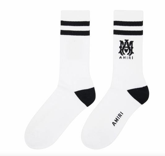 AMIRI White & Black Ribbed M.A. Socks