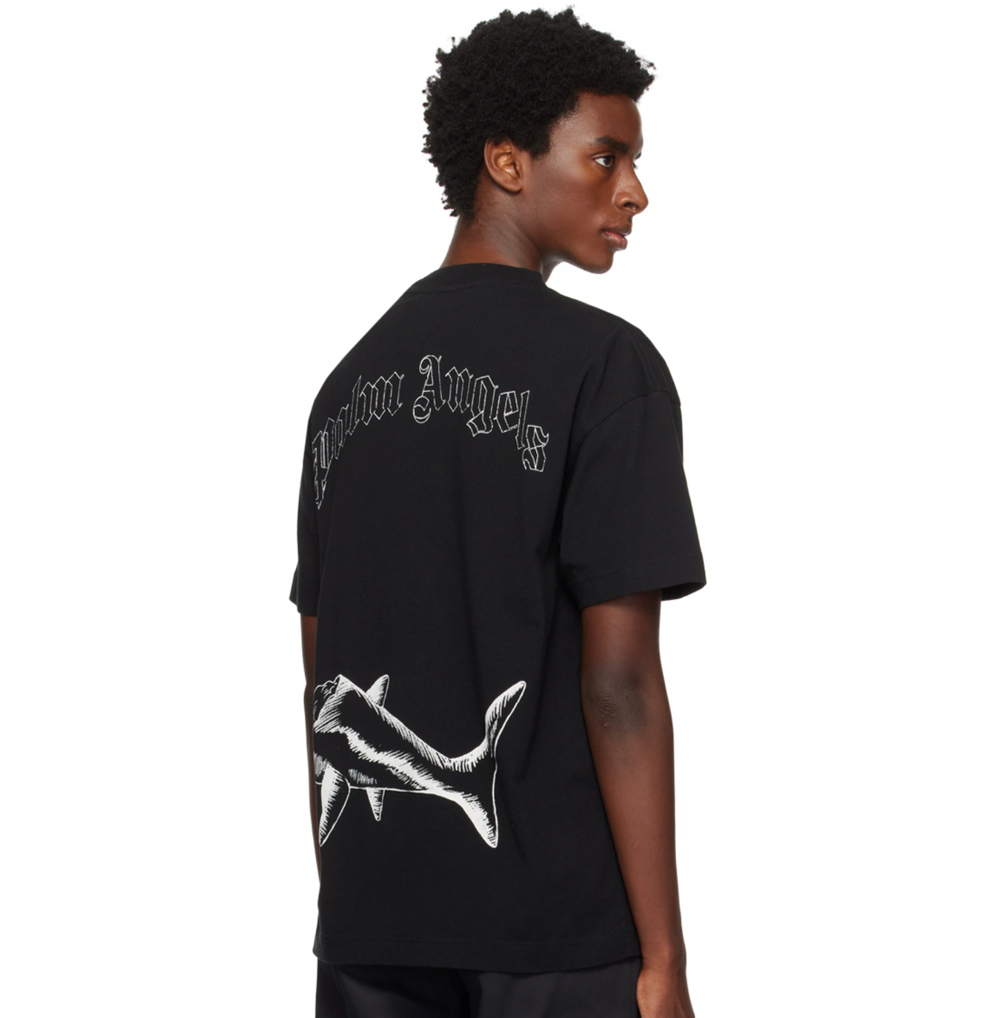 PALM ANGELS Black Broken Shark Classic T-Shirt