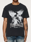 Purple Brand Angel Graphic Textured Inside Out Tee Black
