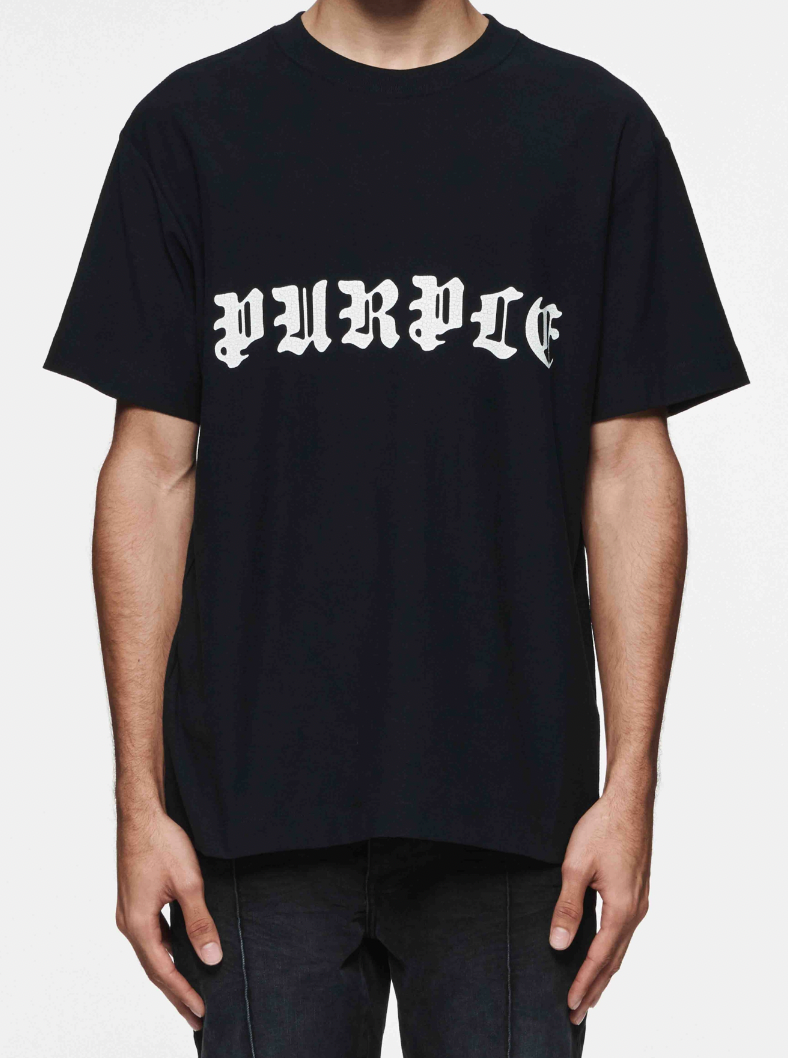 Purple Brand Gothic Font Textured Jersey Ss Tee Black/White