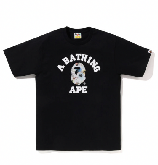 Bape Floral Camo College Tee Black