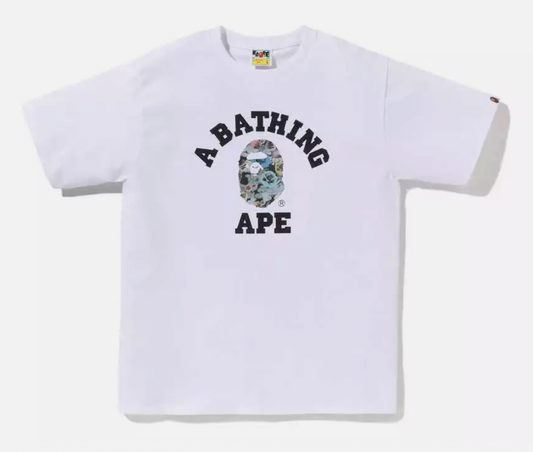 Bape Floral Camo College Tee White