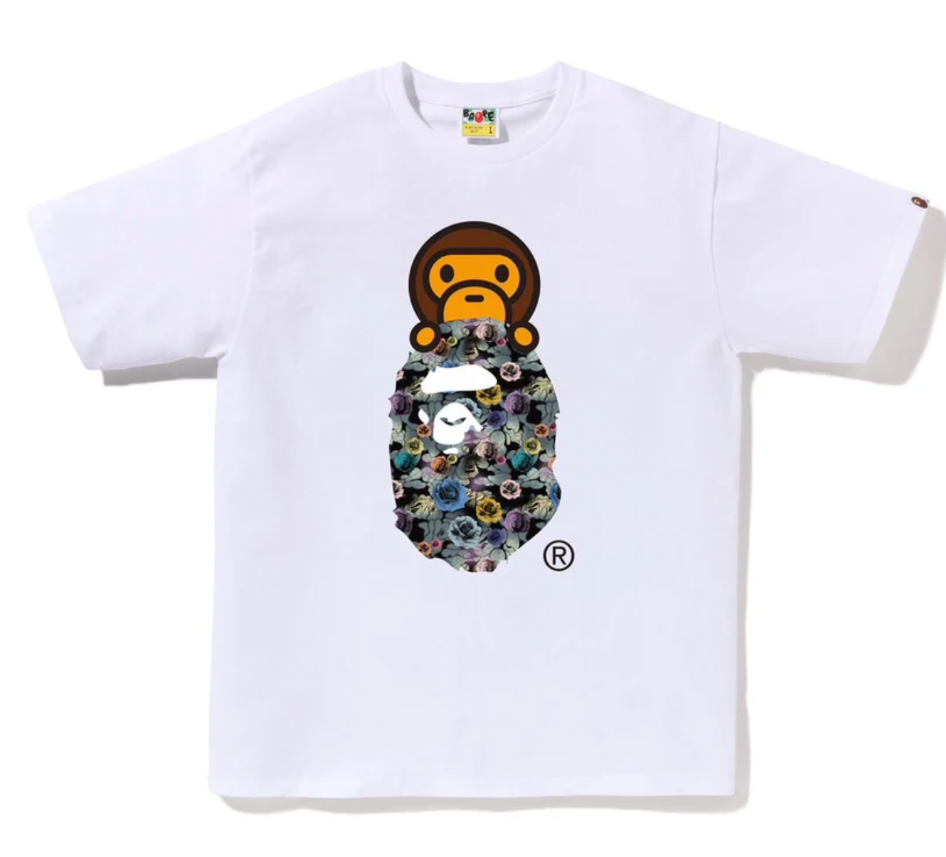 BAPE FLORAL CAMO MILO ON APE HEAD TEE WHITE