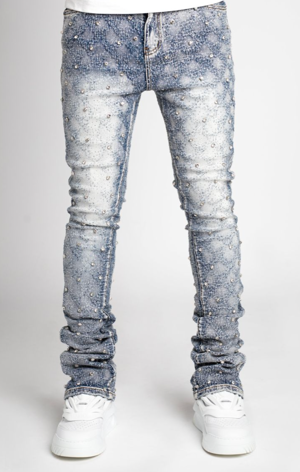 Guapi Aqua Blue Embellished Denim