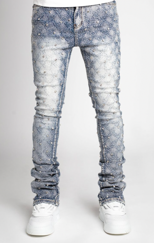 Guapi Aqua Blue Embellished Denim