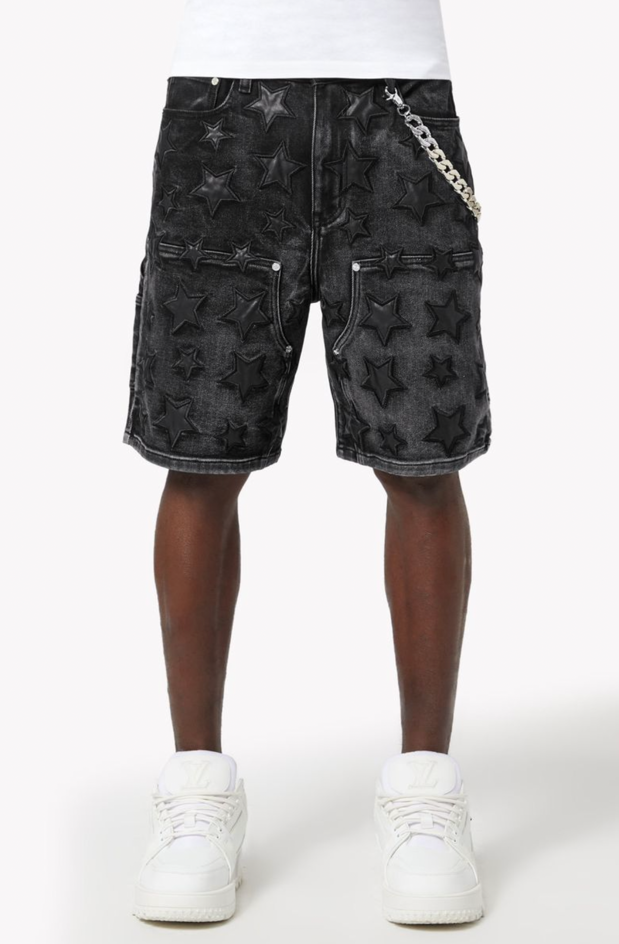 Guapi Obsidian Black Stars Denim Shorts