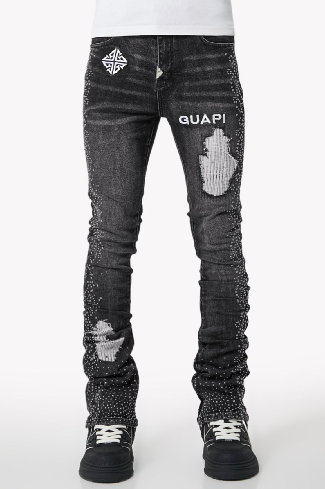 Guapi Iron Grey Rivets Denim Jeans