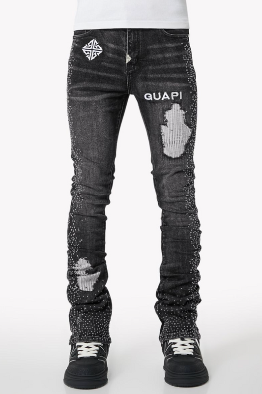 Guapi Iron Grey Rivets Denim Jeans
