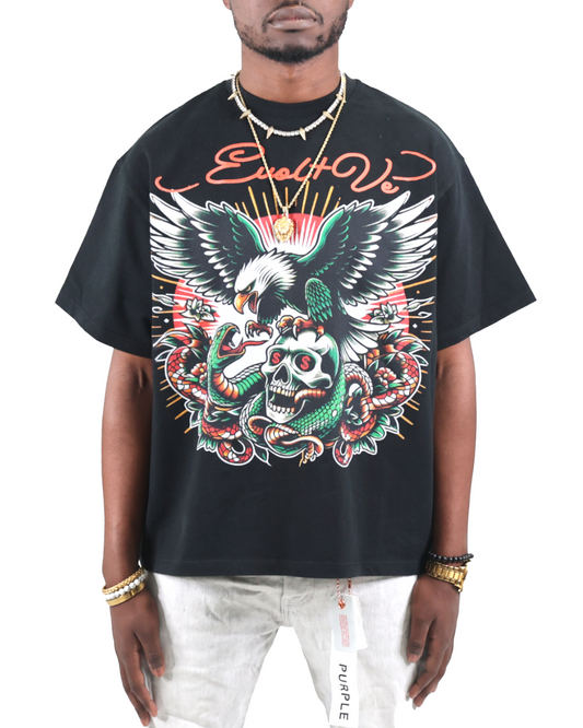 EVOL+VE Eagle & Snake Heavy Tee Black