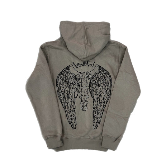 Lonely Nights Teardrop Wings Zip-Up Hoodie Tuape/Black