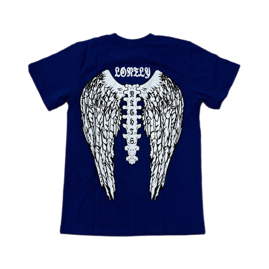 Lonely Nights EST. 2021 Wings Tee Blue/White