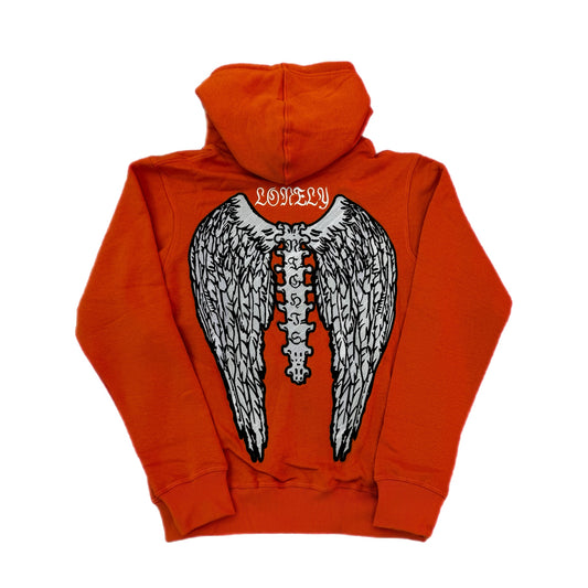 Lonely Nights EST. 2021 Zip Up Wings Hoodie Orange