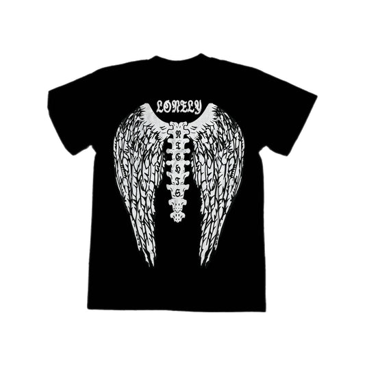 Lonely Nights EST. 2021 Wings Tee Black/White