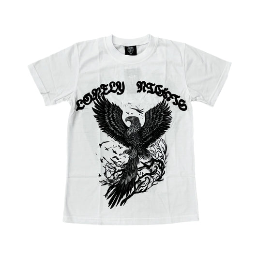 Lonely Nights Hawk Tee White/Black