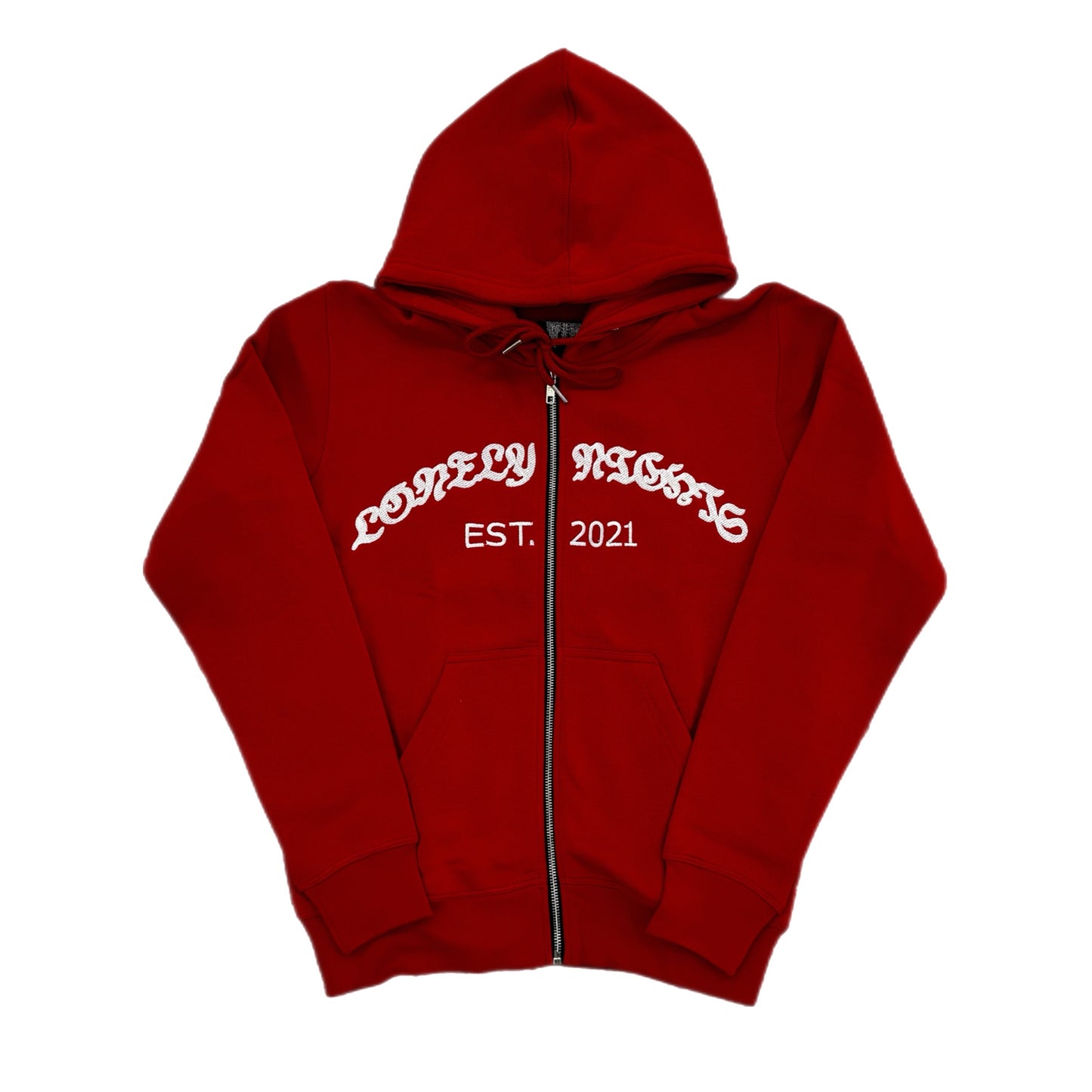 Lonely Nights EST. 2021 Zip Up Wings Hoodie Red