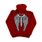 Lonely Nights EST. 2021 Zip Up Wings Hoodie Red