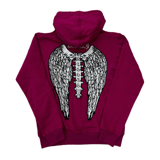 Lonely Nights EST. 2021 Zip Up Wings Hoodie Pink