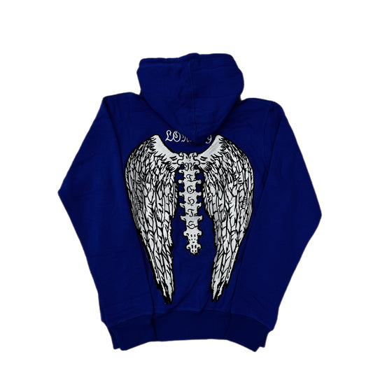 Lonely Nights EST. 2021 Zip Up Wings Hoodie Blue