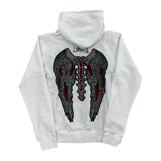 Lonely Nights Classic Hoodie White/Grey/Red