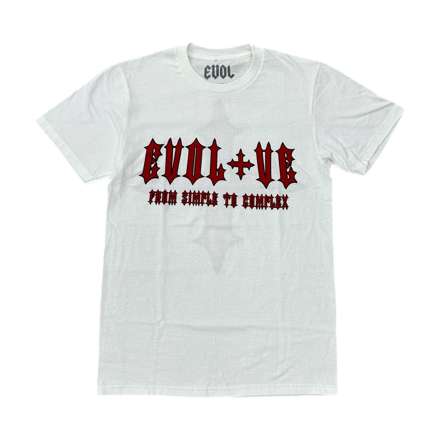 EVOL+VE From Simple To Complex Logo Tee White/Red