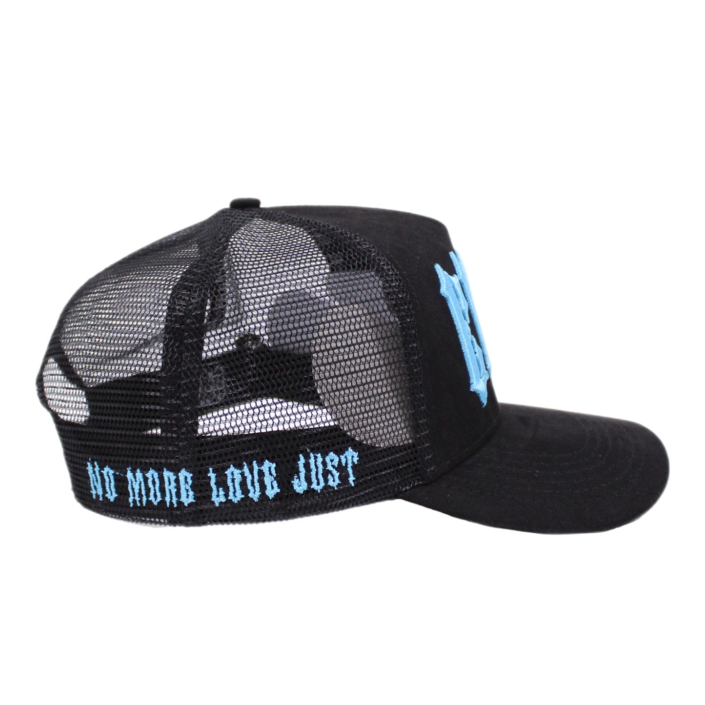 EVOL New Font Trucker Hat Black/Blue (Suede Edition)