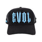 EVOL New Font Trucker Hat Black/Blue (Suede Edition)