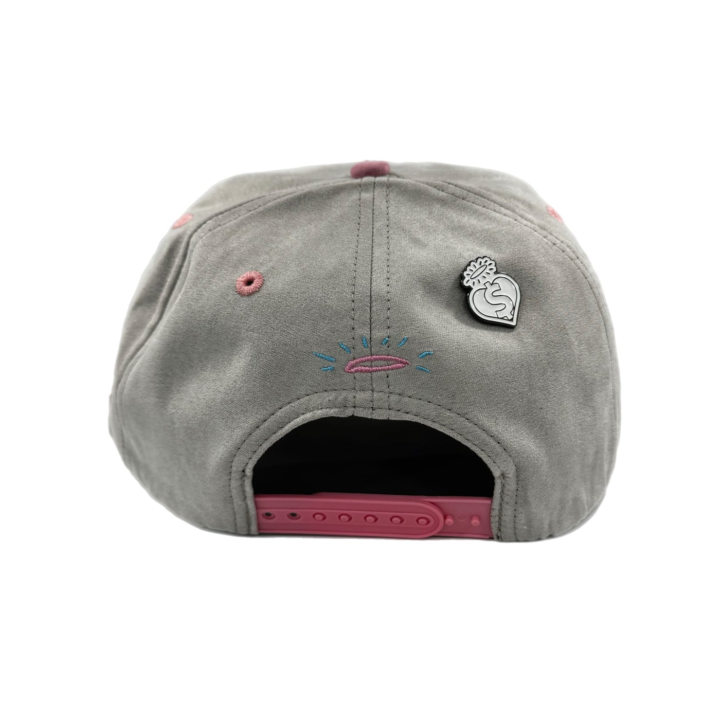 EVOL I BLAME YOU SNAPBACK HAT GREY/PINK (SUEDE)