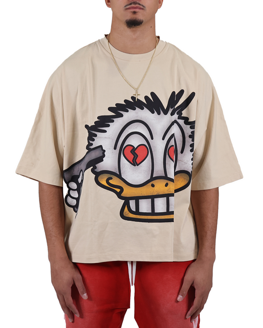 EVOL+VE Donald Duck "Who's Crazy?" Boxy Tee White