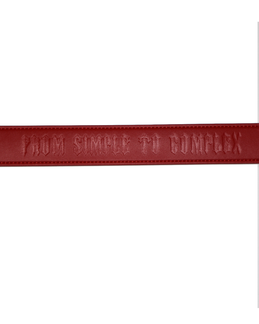 EVOL+VE 'FROM SIMPLE TO COMPLEX' LEATHER BELT RED