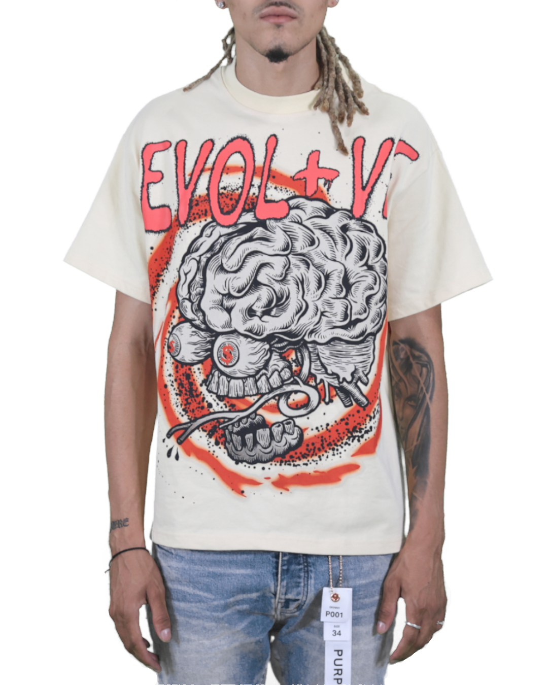 EVOL+VE All I See Heavy Tee Cream/Burnt Orange