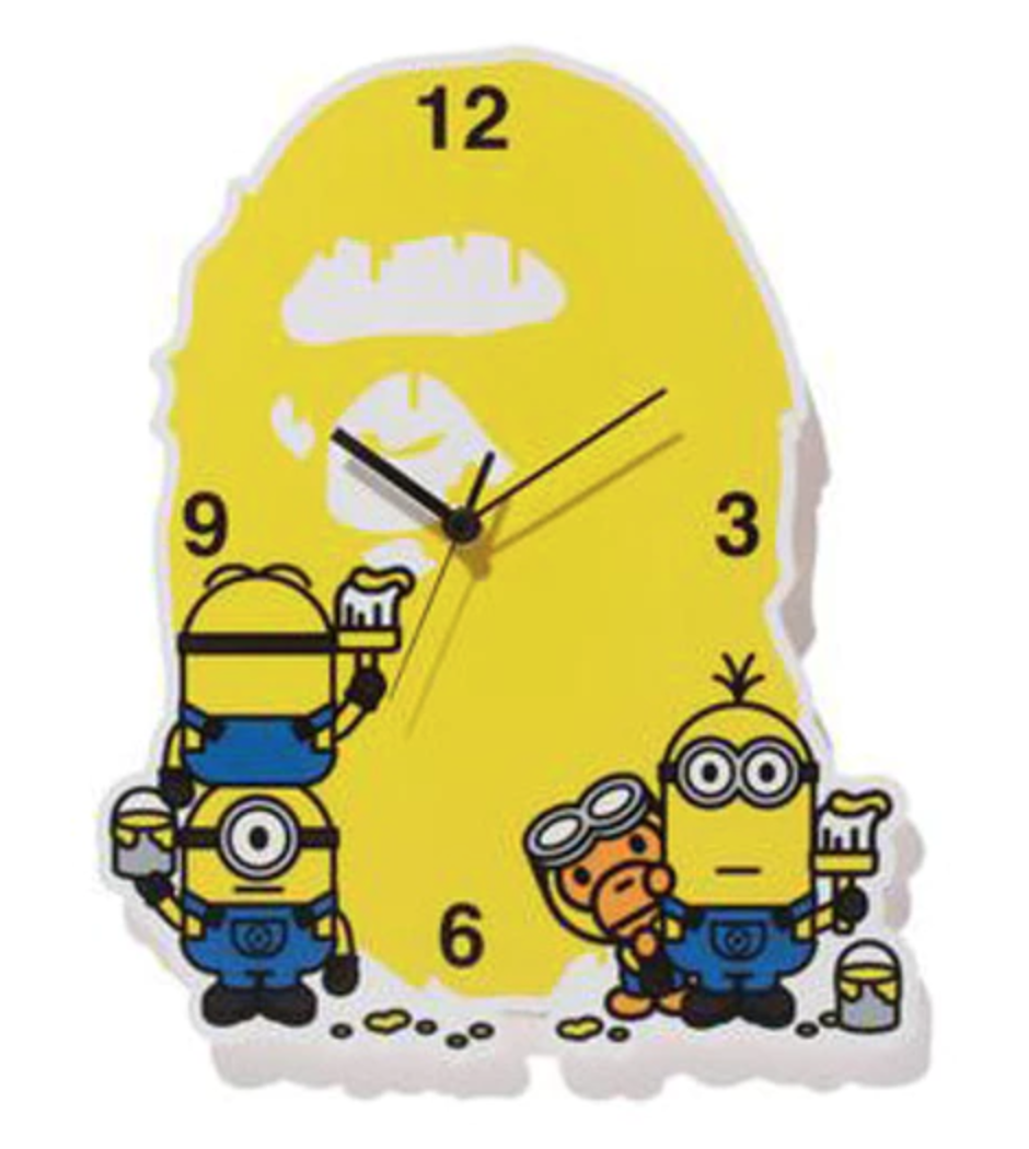 BAPE x Minion Ape Head Clock Yellow