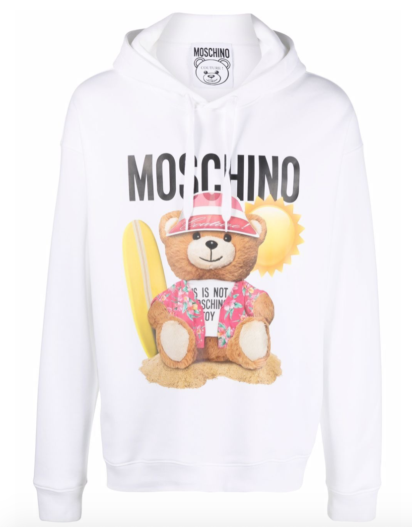 Moschino Teddy Bear Logo Hoodie white