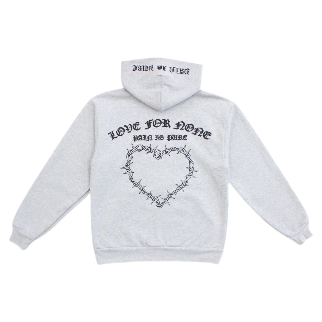Pain Is Pure 'Love For None' Zip-Up Grey Hoodie