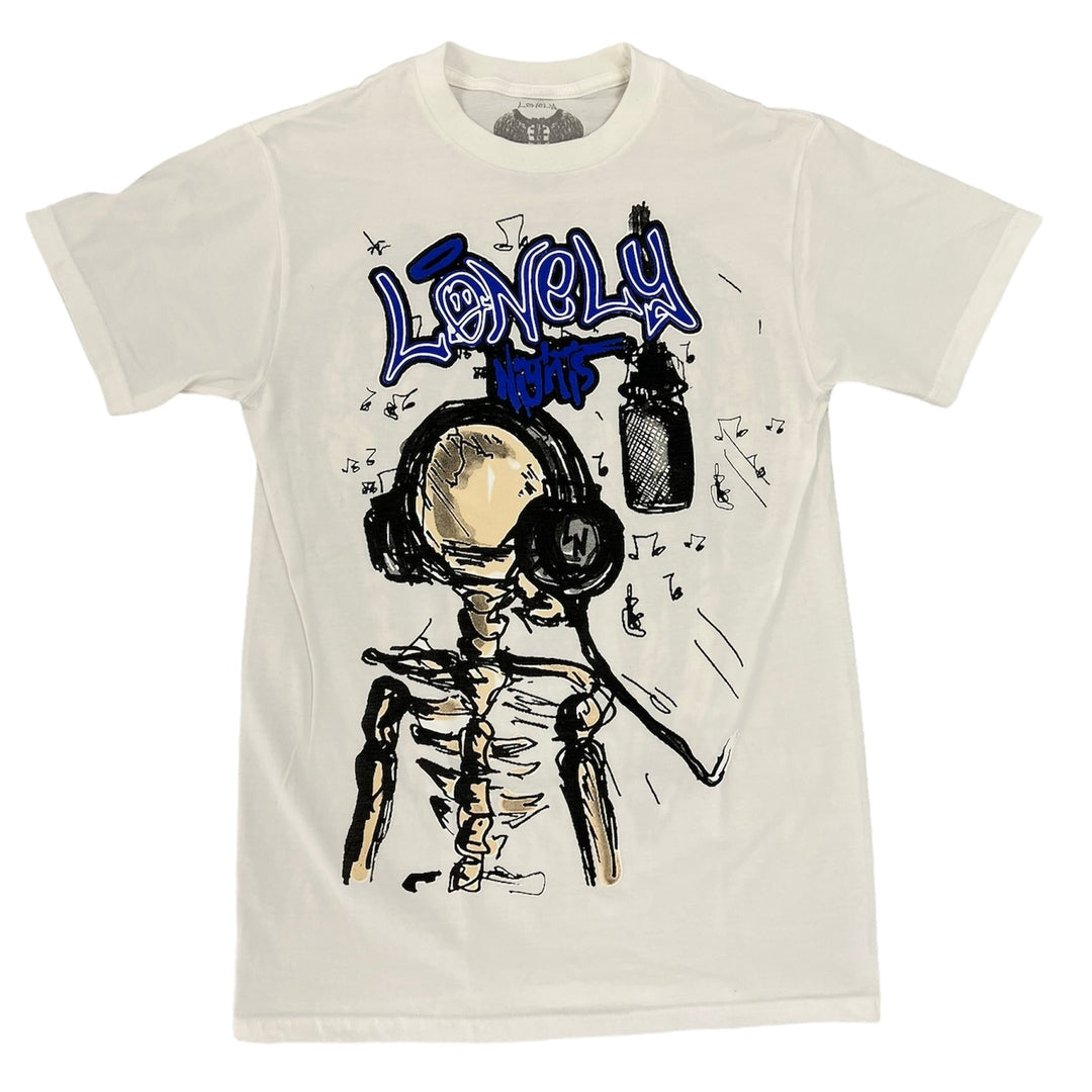 Lonely Nights Mic Tee White