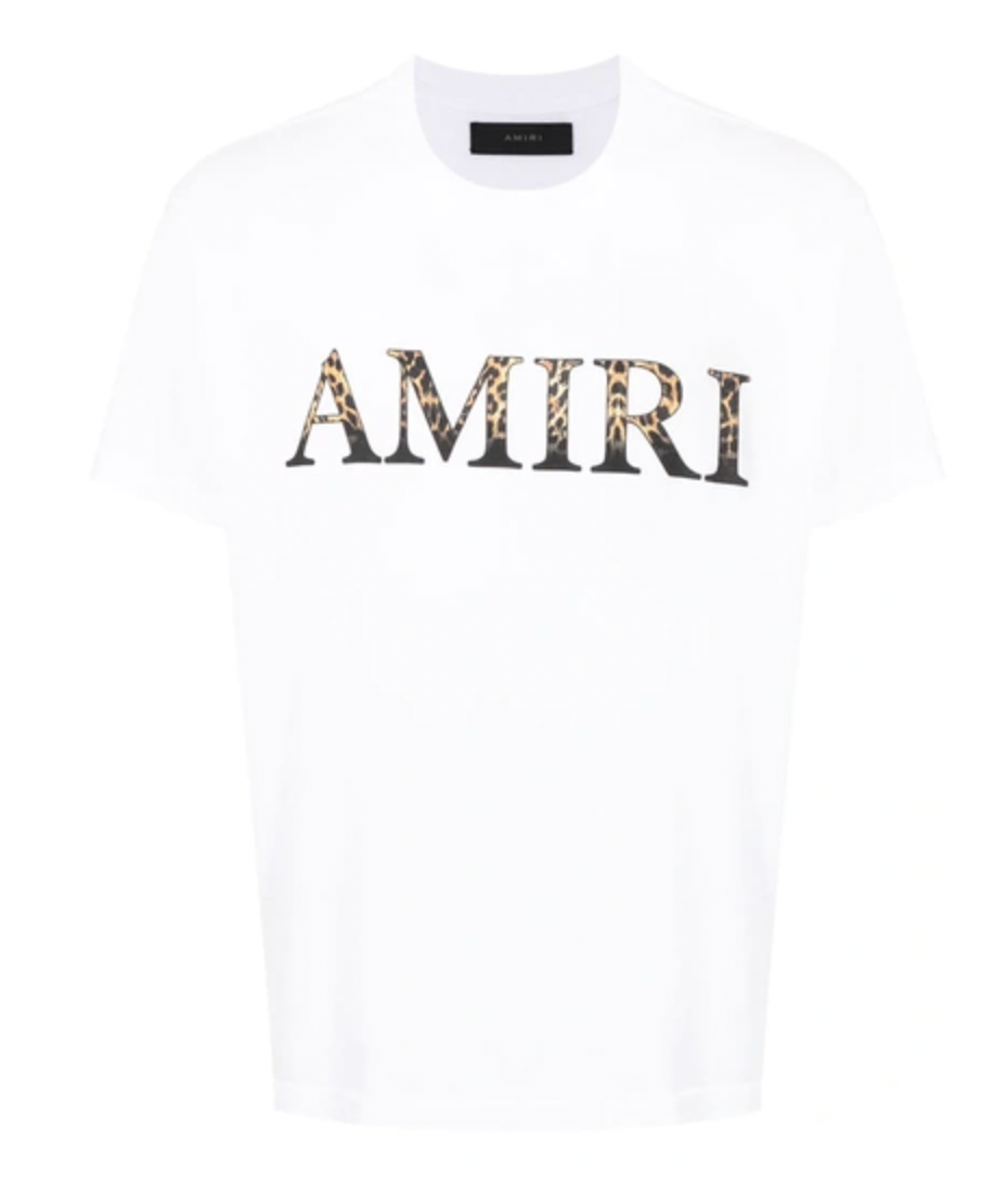 AMIRI White Cotton T-shirt With Leopard Logo Print