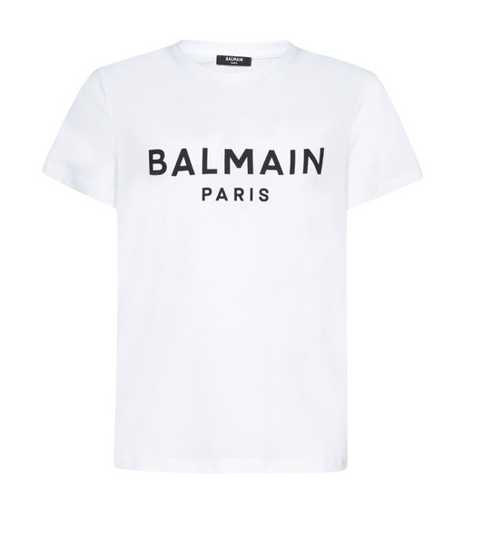 Balmain Logo Printed Crewneck White T-Shirt