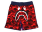 BAPE Crazy Camo Shark Sweat Shorts Red