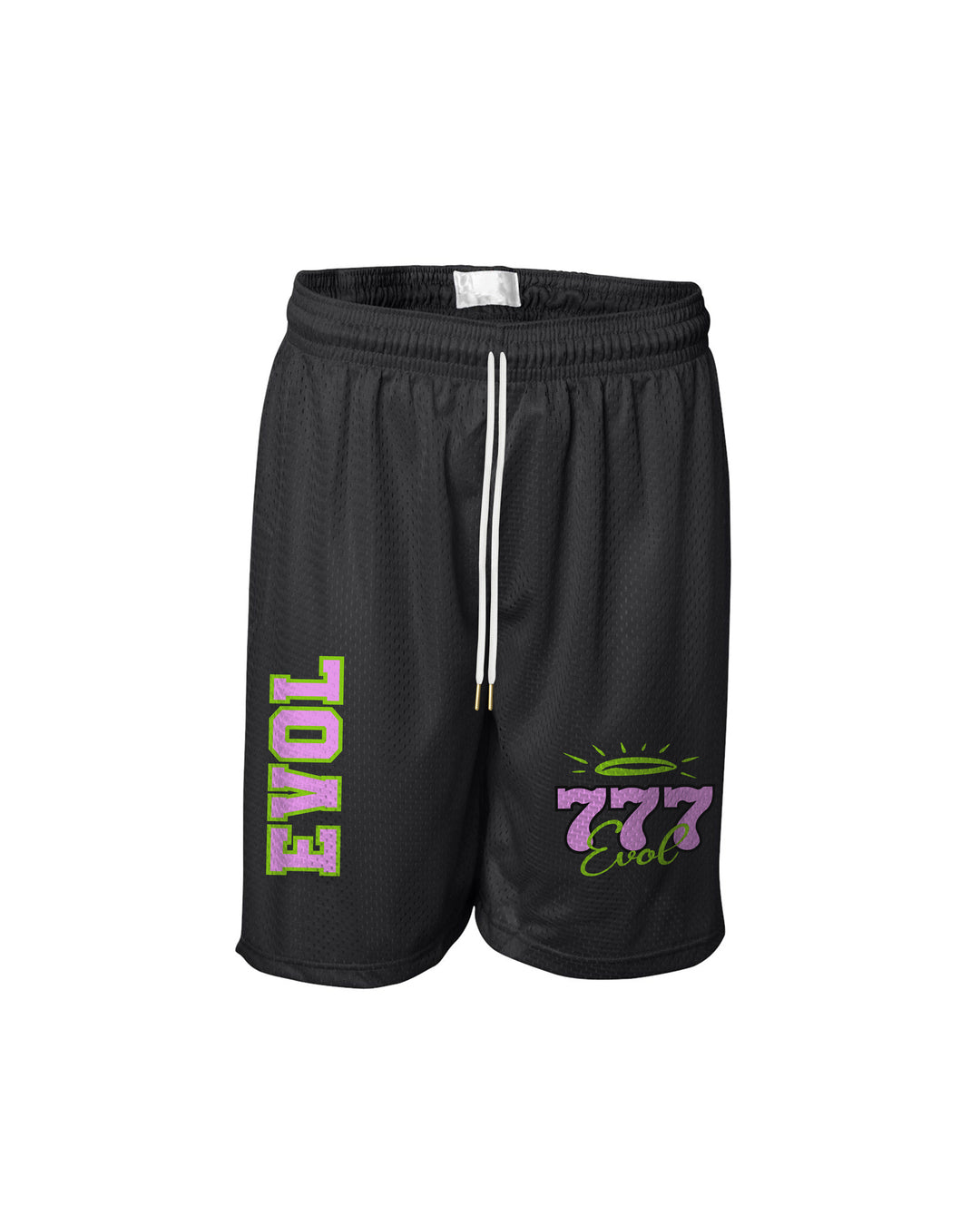 EVOL 777 Black Mesh Shorts With Purple