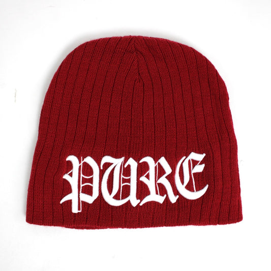 Pain Is Pure 'Pure' Logo Ribbed Beanie Red/White