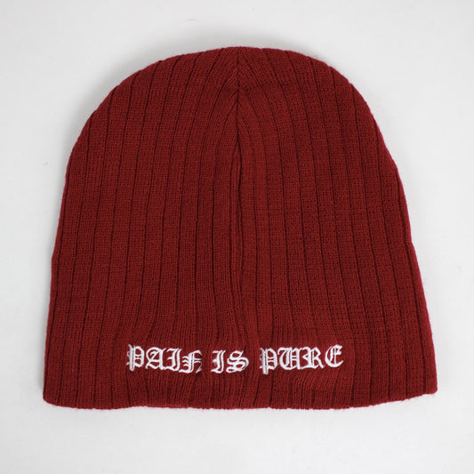 Pain Is Pure 'Pure' Logo Ribbed Beanie Red/White