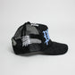 PAIN IS PURE 'PURE' LOGO NEEDLE REPAIR TRUCKER HAT BLACK/BLUE