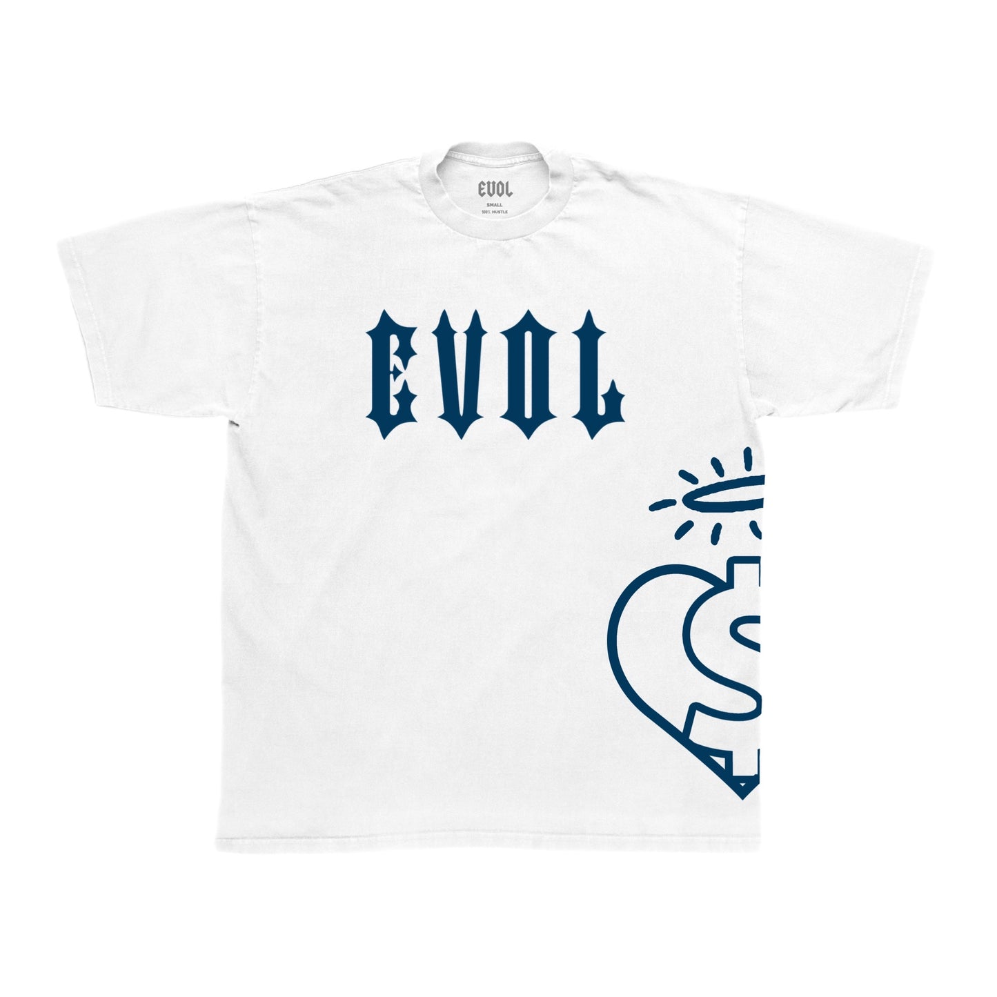 EVOL Side Logo Tee White Navy