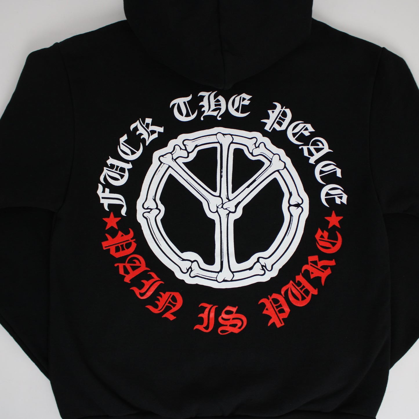Pain is Pure F*ck The Peace Upside Down Logo Hoodie Black/Red